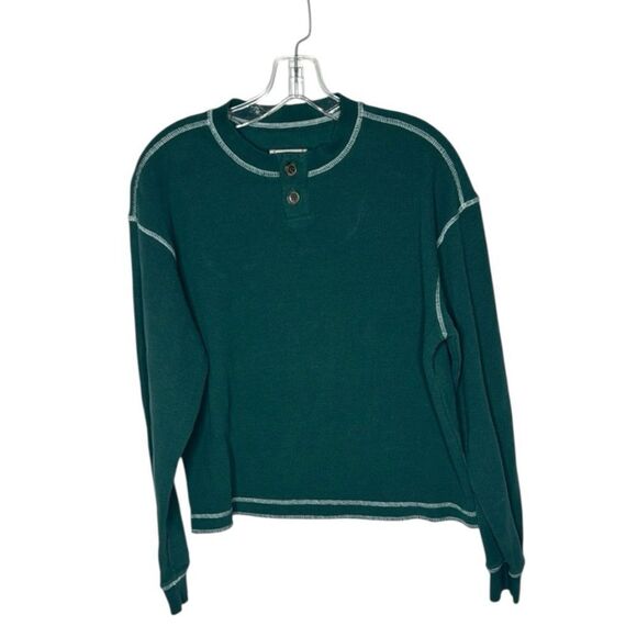 BDG Men’s Forest Green Ribbed Henley. Size Small. - Picture 1 of 7